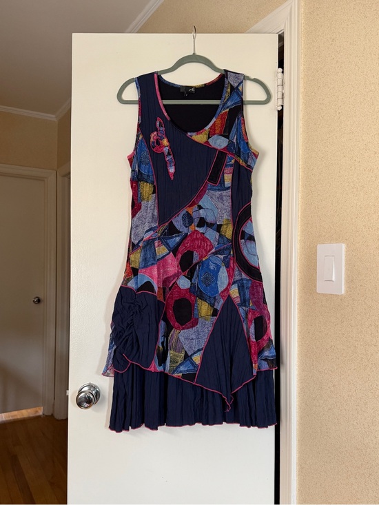 Vintage Dresses & Skirts - Vintage Y2K Mé Paris Asymmetric Patchwork Dress - Made in France Size T3 US 8/10